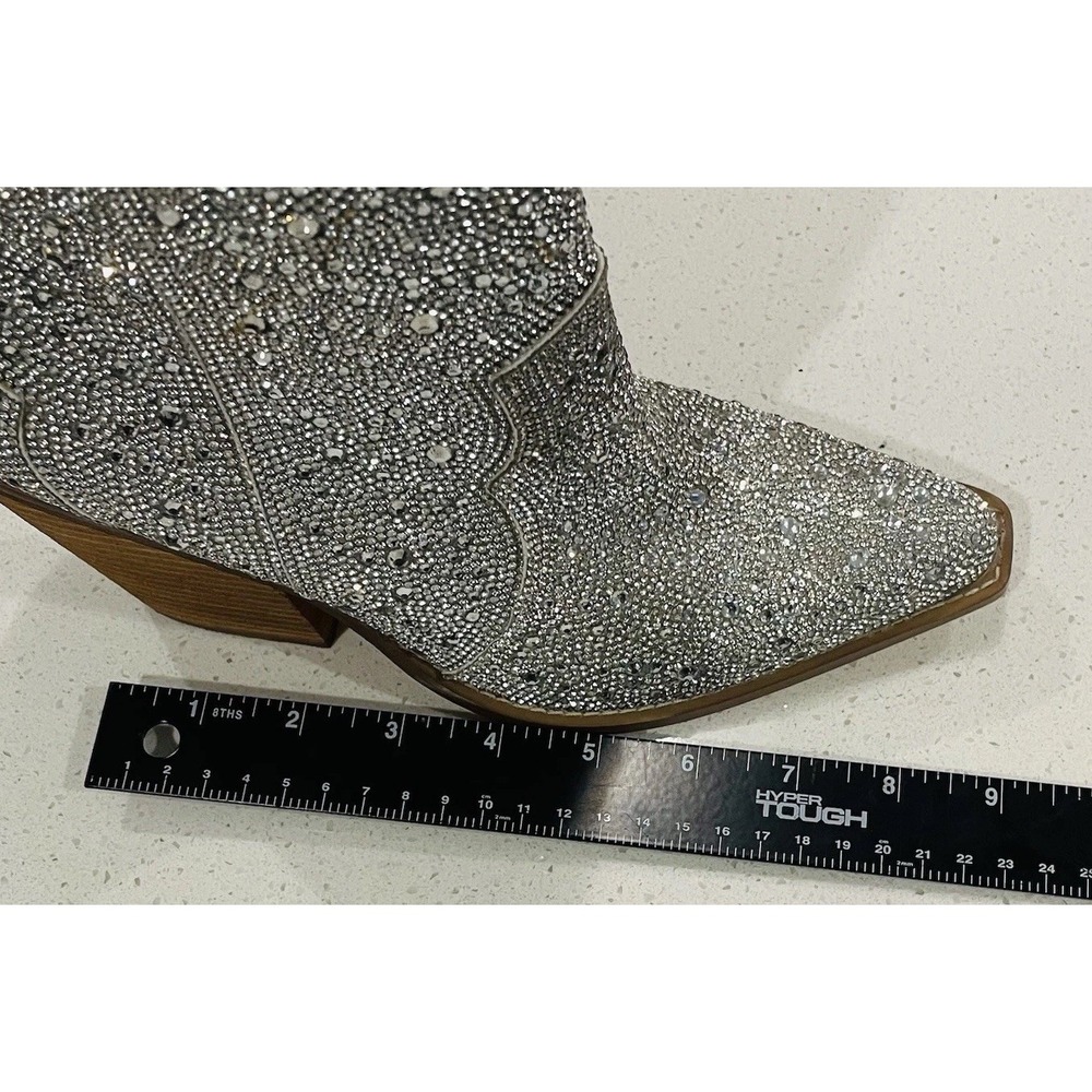 Steve Madden Silver Crystal Embellished Western Booties - Picture 8 of 9